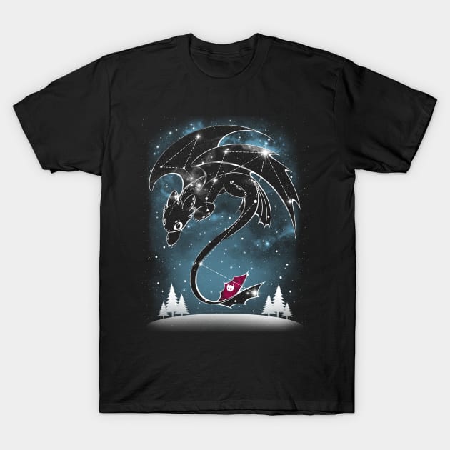 Starry Dragon Sky Print T-Shirt by ChocolateRaisinFury